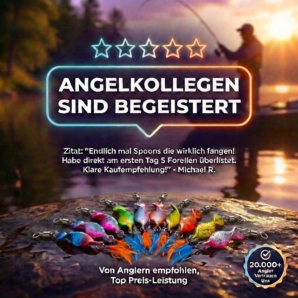 Messeneuheit 2025 Spoons Forelle Mega Twist 10 Stück in Spoonbox | Forellen Angeln Spoon Set Forellenköder | Forellen Blinker Angeln Forelle | Spinner Set Trout