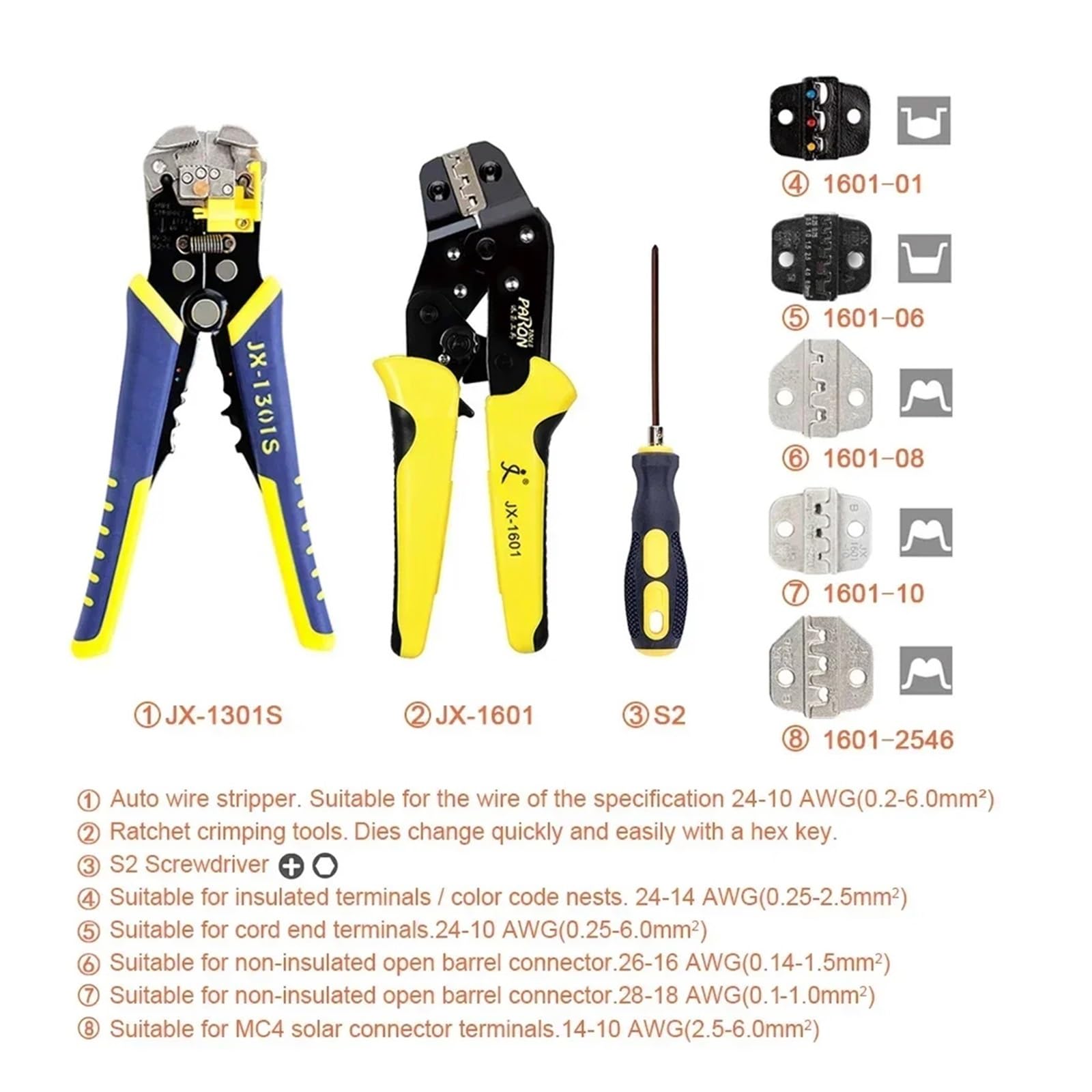 Kit de alicates de crimpado de terminales de cable profesionales, herramienta de crimpado de casquillos de cordón, herramientas manuales for terminales de cable, herramienta de crimpado Para electrici