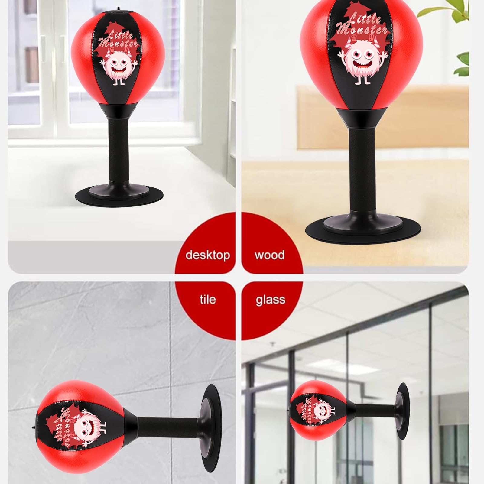 Pallone Da Boxe Da Scrivania Con Ventosa - Antistress Per Ufficio E Casa - Regalo Divertente - Foto 5