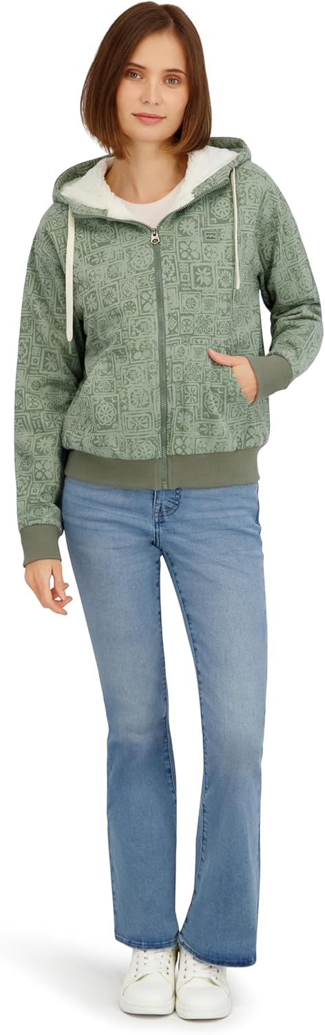 Billabong womens Full Zip Oversized Sherpa Lined Hoodie Jacket - Image 3