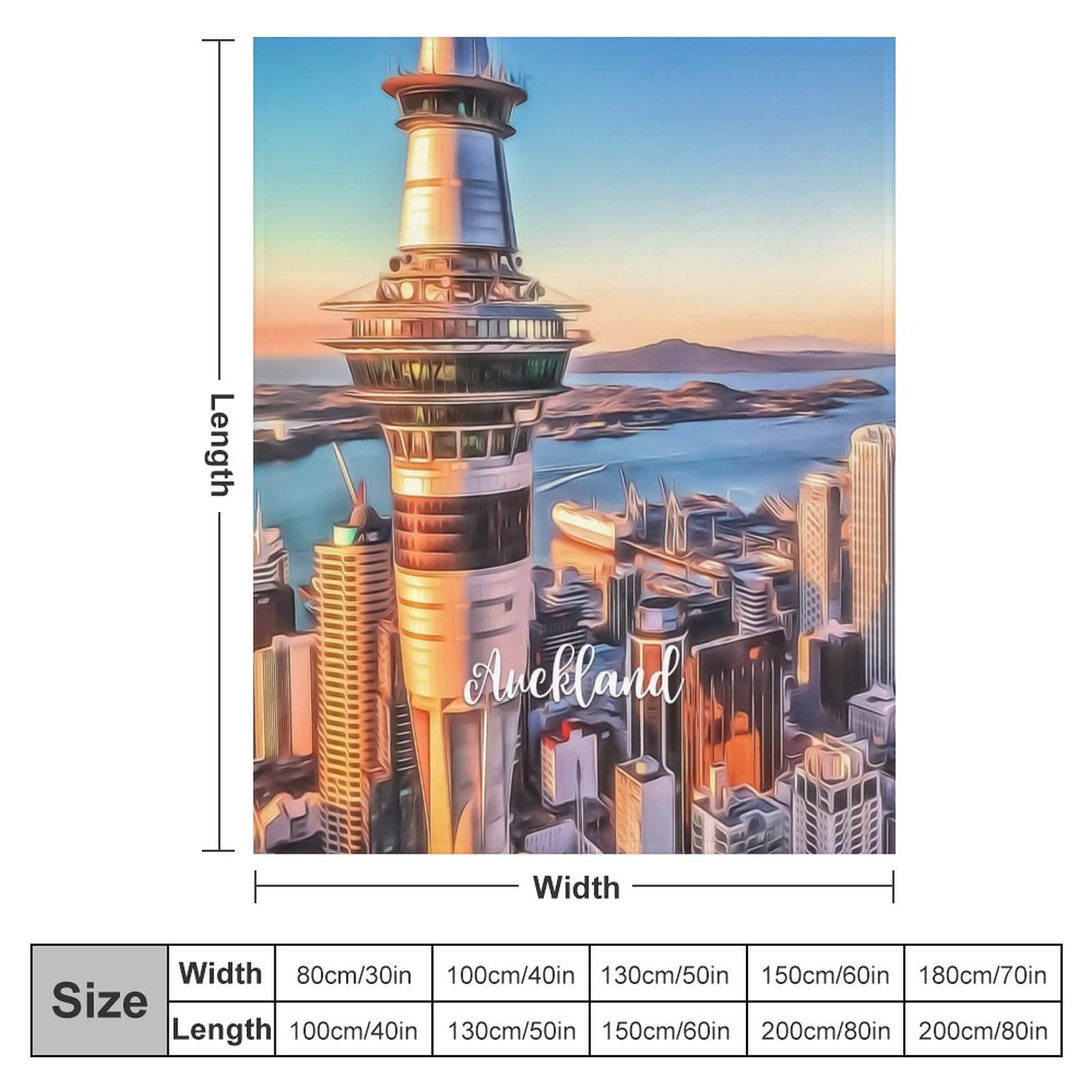 Auckland Coperte in pile di flanella morbida aria condizionata coperta calorosa per divano sedia da viaggio 152,4 x 203,2 cm, paesaggio urbano