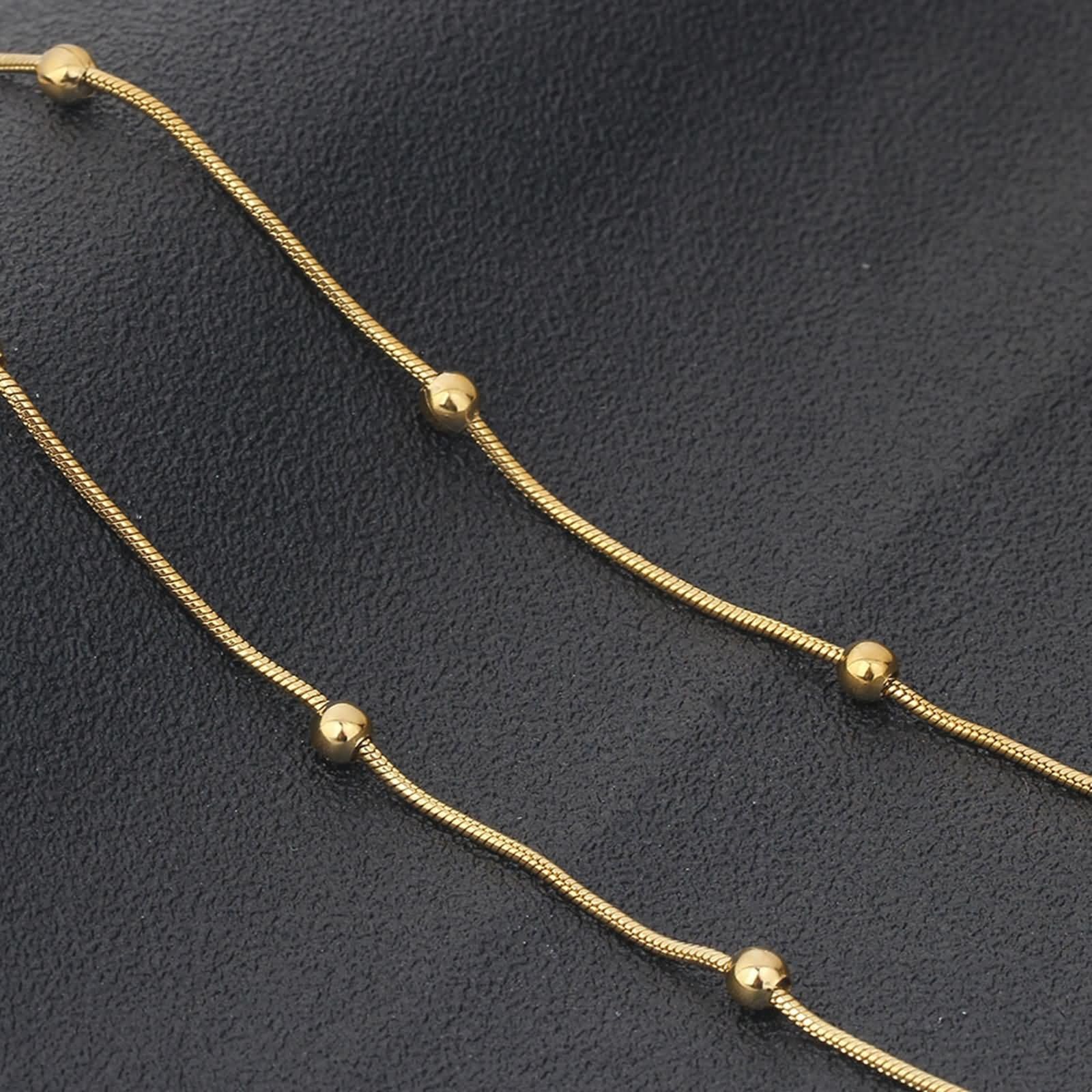 Frauen aus Edelstahl Halskette Schlangenkette und Metallperlenschmuck Halskette 18/20/22/24 Zoll