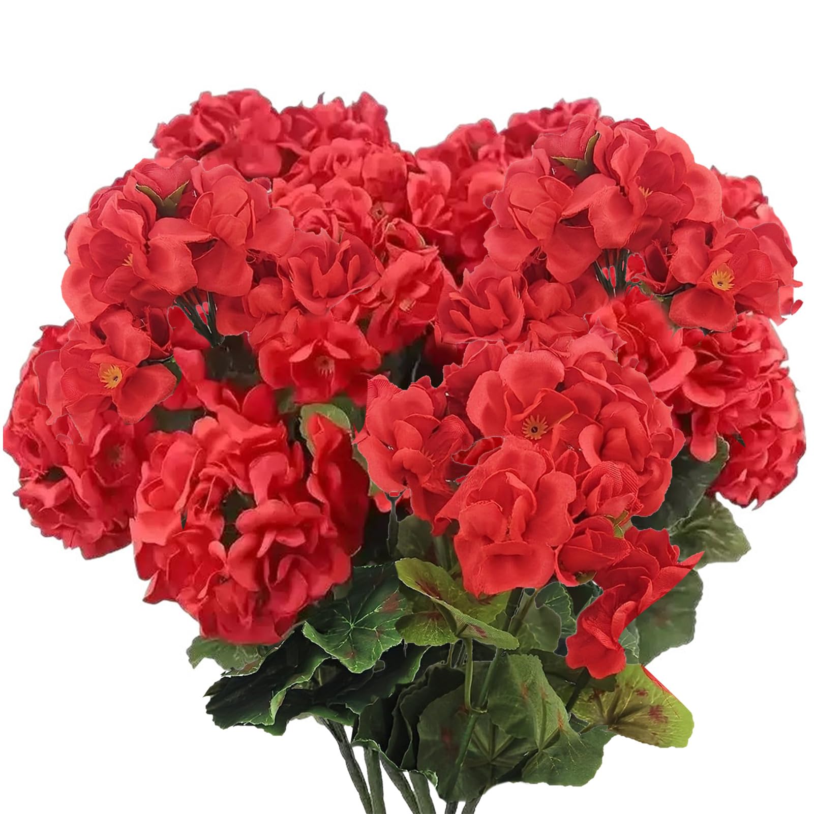 Artificial Geraniums Flowers for Outdoors, 6pcs Artificial Fake Outdoor Flowers Fleur Artificielle Exterieur Faux Silk Geraniums Flower image 6