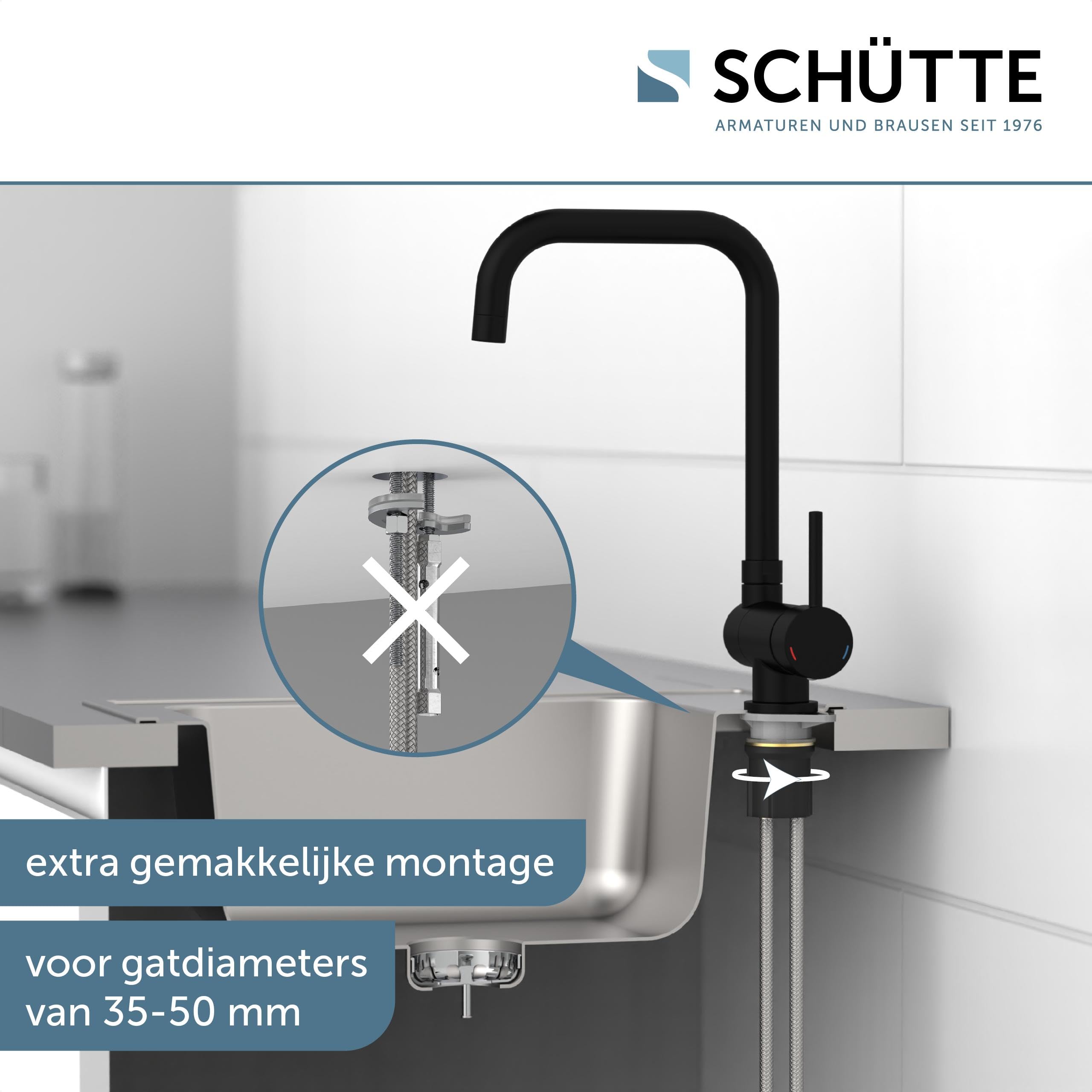 SCHÜTTE Windows 24550 Kitchen Tap Under-Window Sink Mixer Tap Front