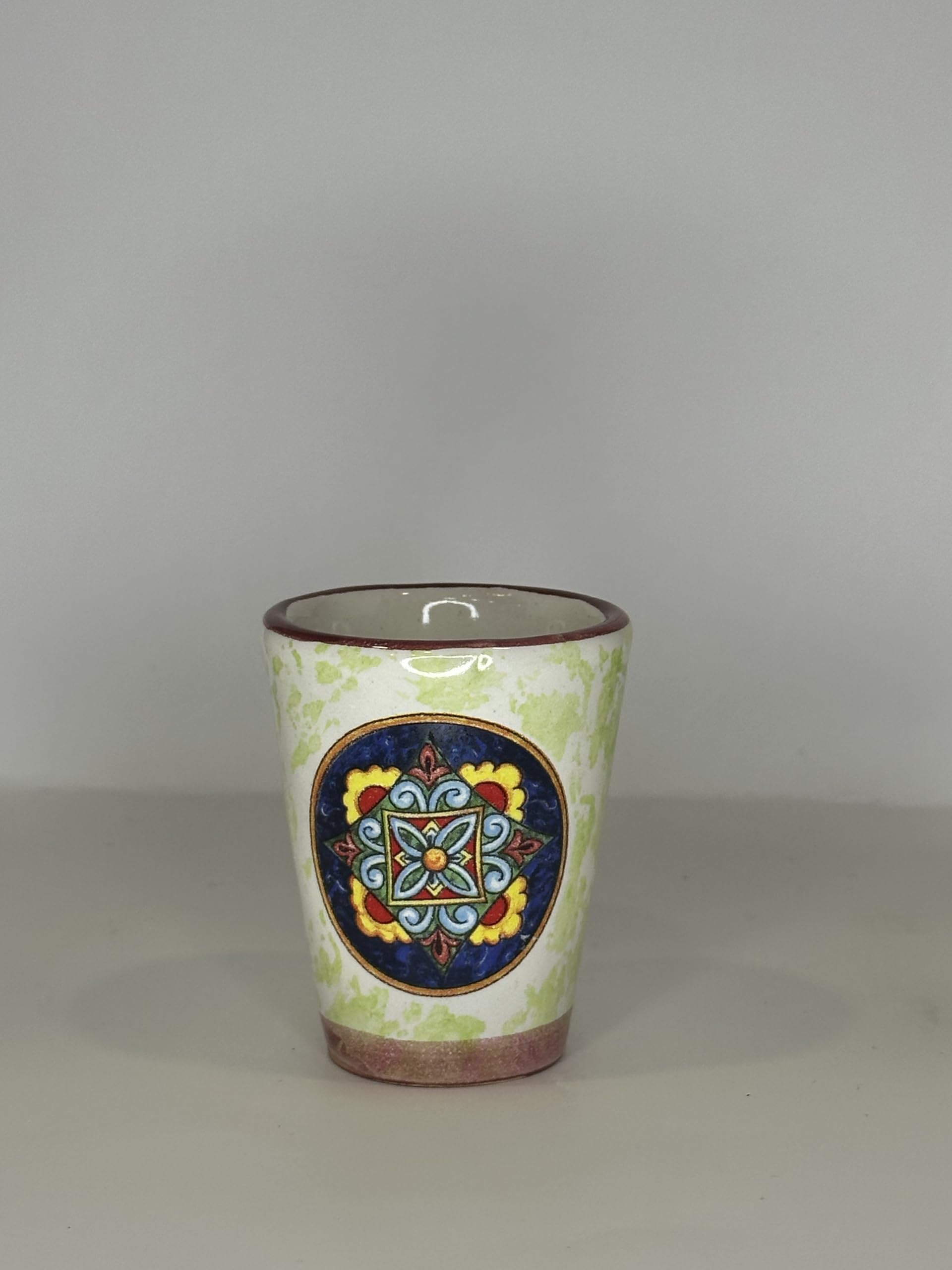 Generico Set de verres à liqueur en céramique artisanale italienne - Peints à la main - Idéal pour Limoncello, Amaro et Café - Décors faïence et citrons (6, majoliques)