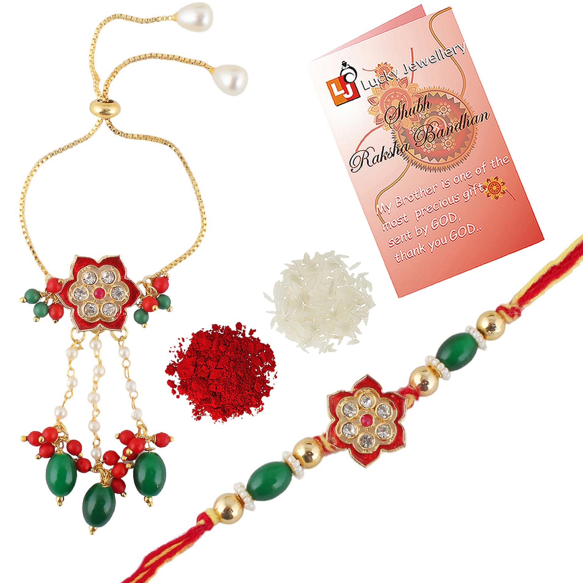 Designer Gold Plated Combo Golden Color Quirky Flower Shape Bhaiya Bhabhi Rakhi for Bro/Brother/Bhaiya/Bhai/Bhabhi (Pack of 4) Rakshabandan Rakhee Bracelet Rakshashutra (126-WJMR1-Z616-W-4) (B0B5DS9X9K) Amazon Price History, Amazon Price Tracker