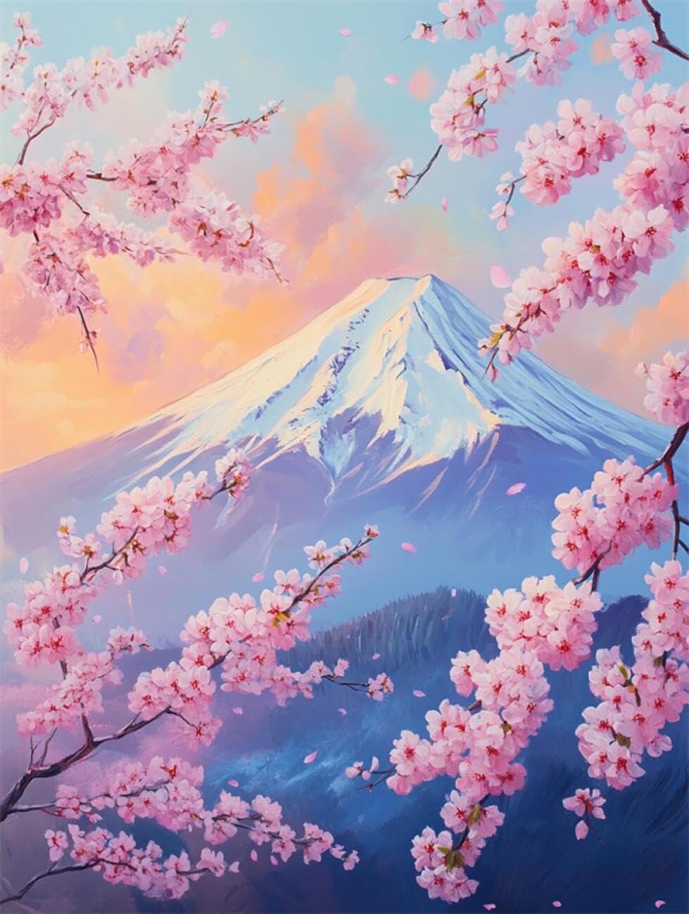 AxiangziK Landscape DIY Latch Hook Kits for Adults Snow-Capped Mountains and Flowering Trees DIY Rug Making Set,Cross Stitch Kit Carpet Making Needlework for Aldult,Home Decor 31x45in