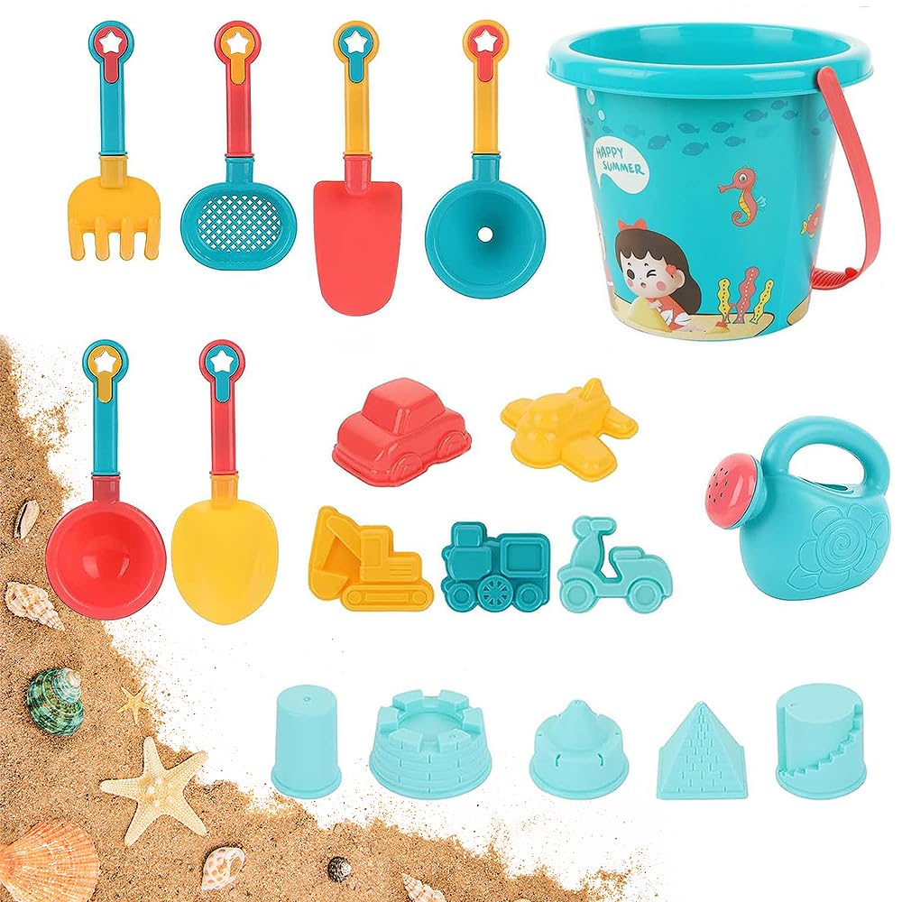 Jiahuade Cubo Pala y Rastrillo Playa Niños,Cubo Playa Bebe,Juguetes de Playa para Niños,Juguetes Playa Bebe,Juego de Juguetes de Arenar,Juguetes para Camiones