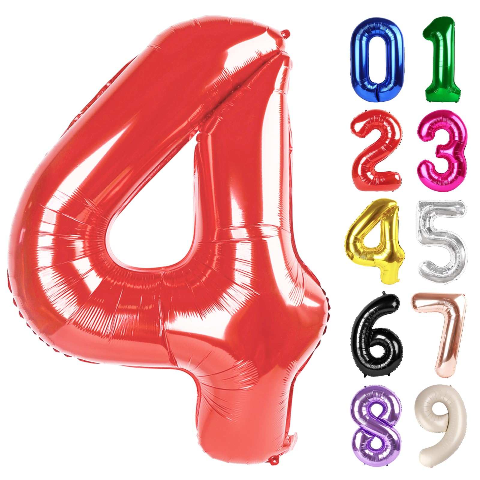 Photo 1 of 4 Balloon - Red Birthday Number Balloons, 40 Inch Large Foil Balloons for Men Women Boys Girls Red Themed Birthday Decorations