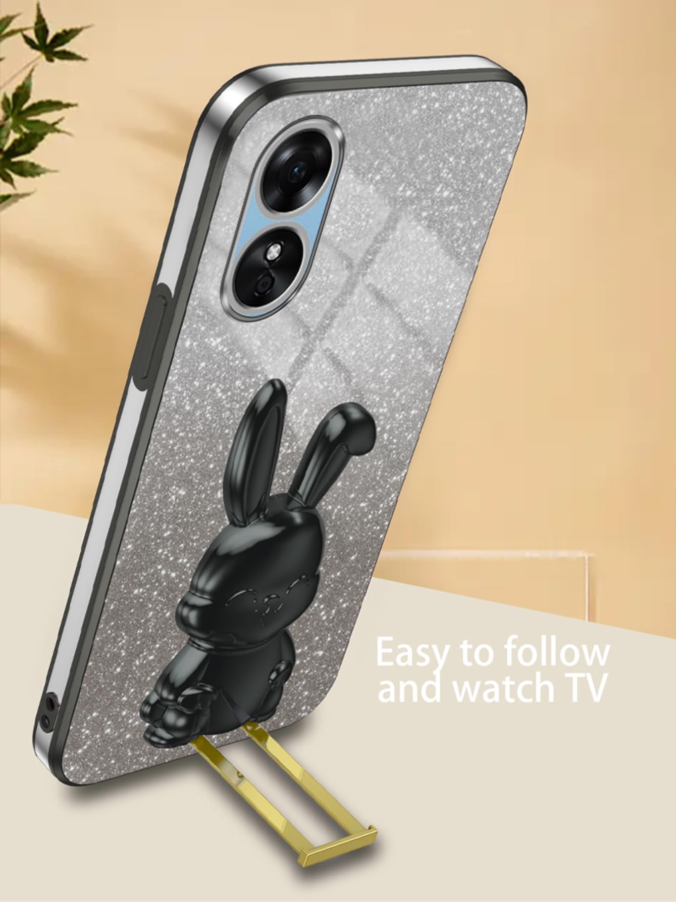 KUWAI Funda De Silicona Compatible Con Realme C35 Con Bonito Soporte De Conejo De Dibujos Animados Para Realme C35 (4