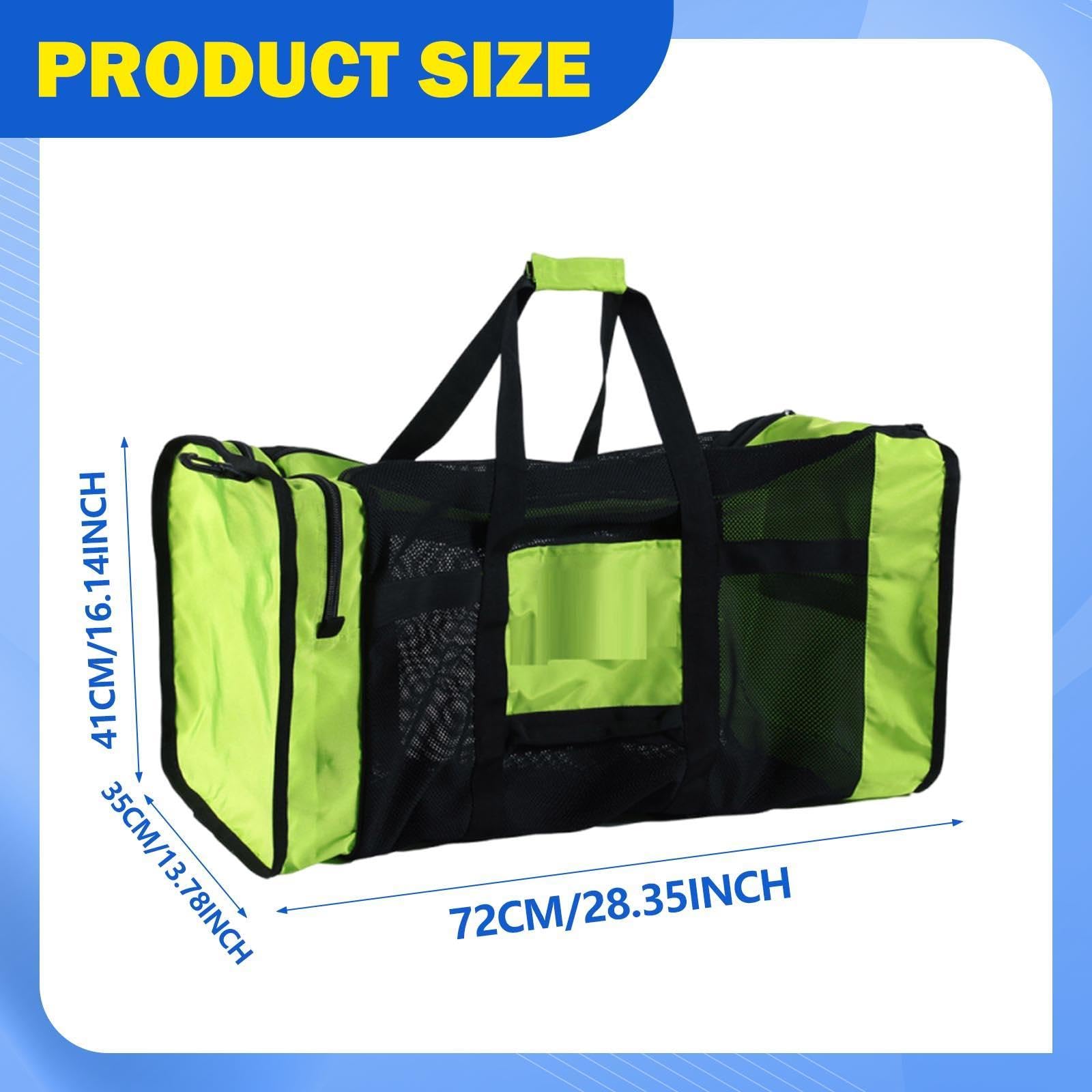Generic Borsa da viaggio in rete, borsa per attrezzatura subacquea, con cerniera, traspirante, capacità, da spiaggia per piscina, snorkeling, sport, Verde