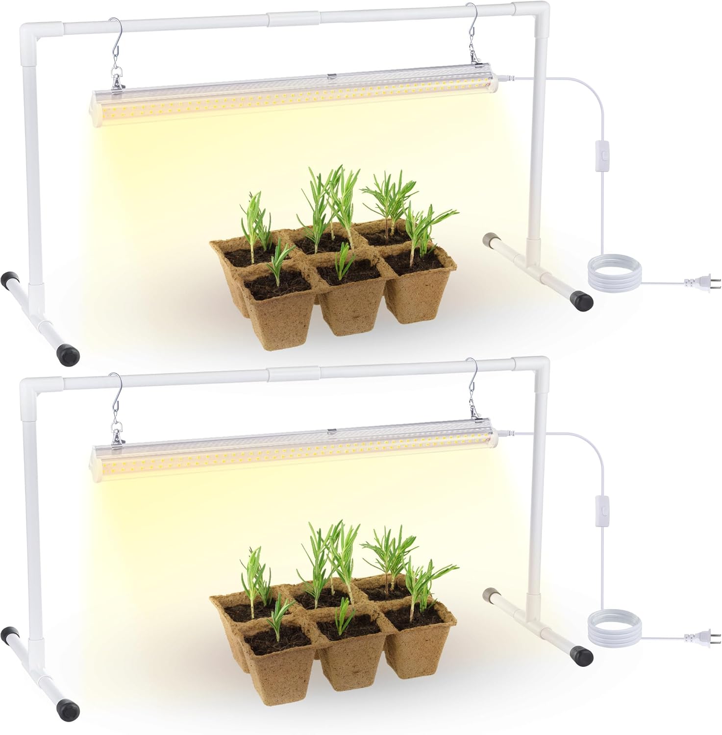 2 Pack Grow Lights for Seed Starting with Stand, LED Grow