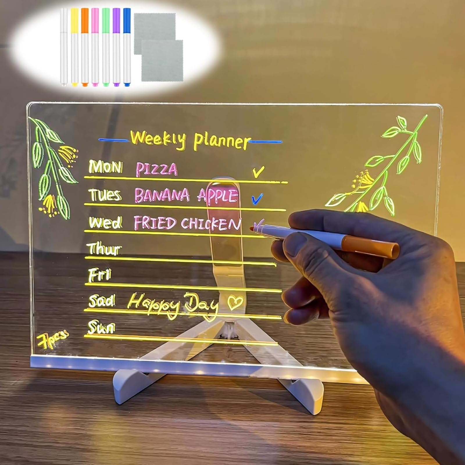 LEDボード アクリルボード Amazon | LED ノートボード 光るアクリルメッセージボード