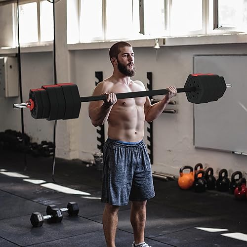 Miniatura 6 de VIVITORY Juego de pesas de barra, mancuernas ajustables de 556688 libras con dos barras, levantamiento de pesas libres para ejercicio y gimnasio en