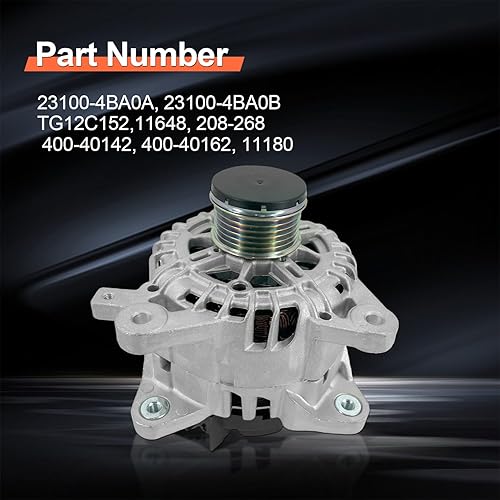 Miniatura 2 de VANPERT Alternador 23100-4BA0A, 23100-4BA0B, TG12C152 para Nissan Rogue L4 2.5L 2014-2018, para Xtrail 2014-2018 12V 120A Embrague de 6 ranuras