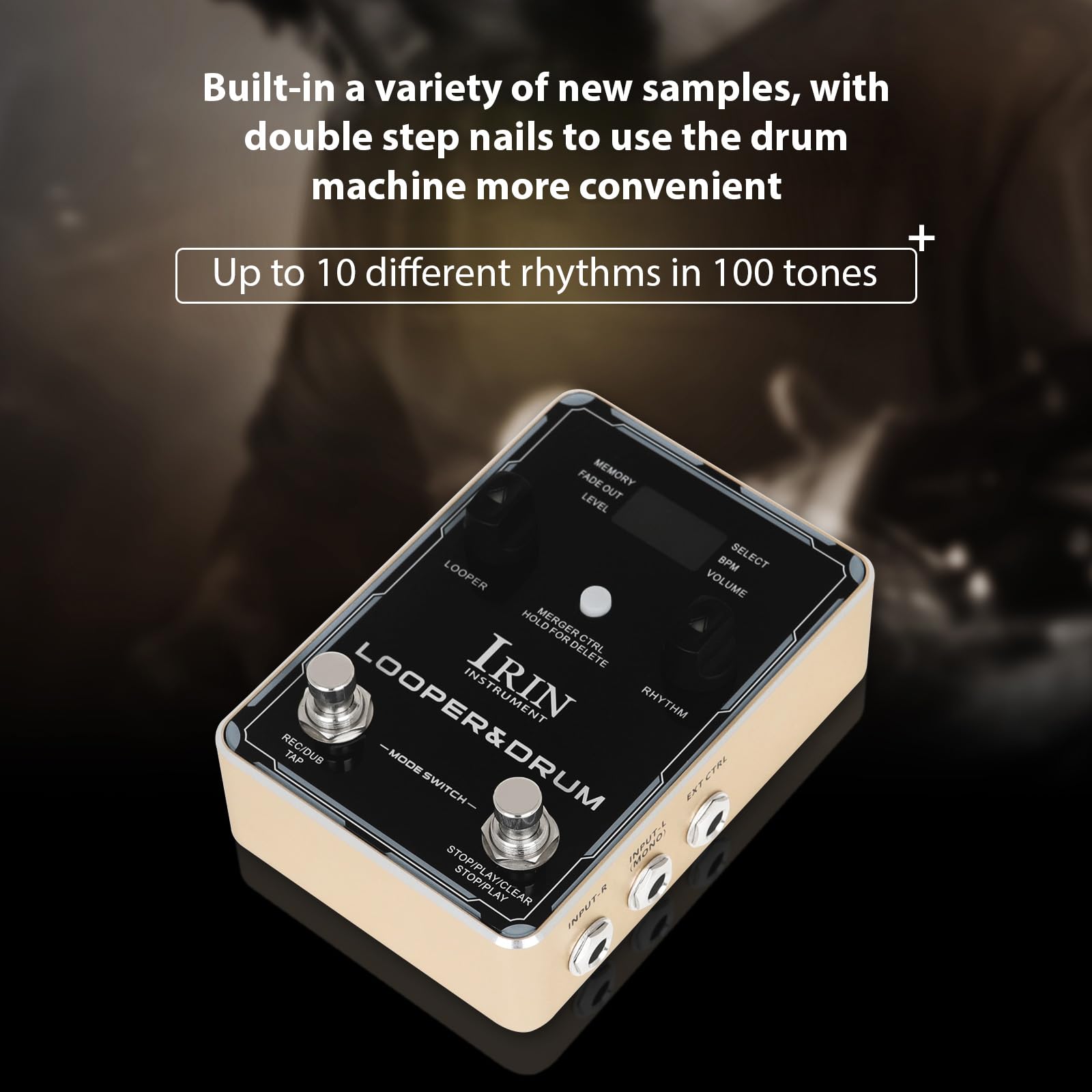 Looper Pedal Caja de ritmos Pedales de Efectos de Guitarra 44,1 kHz/24 bits 160 Minutos Tiempo de grabación 100 ritmos de Caja de ritmos Clavos de Doble Paso Pedal Looper Conector para