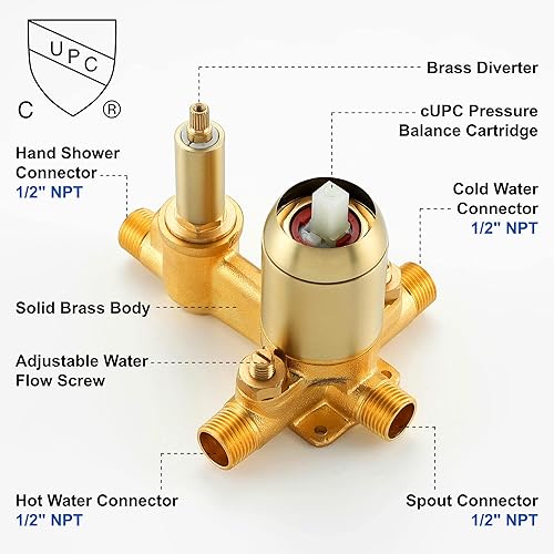 Miniatura 3 de SHAMANDA Grifo de bañera de cascada con pulverizador relleno de bañera de montaje en pared con ducha de mano grifo de bañera de una sola manija con