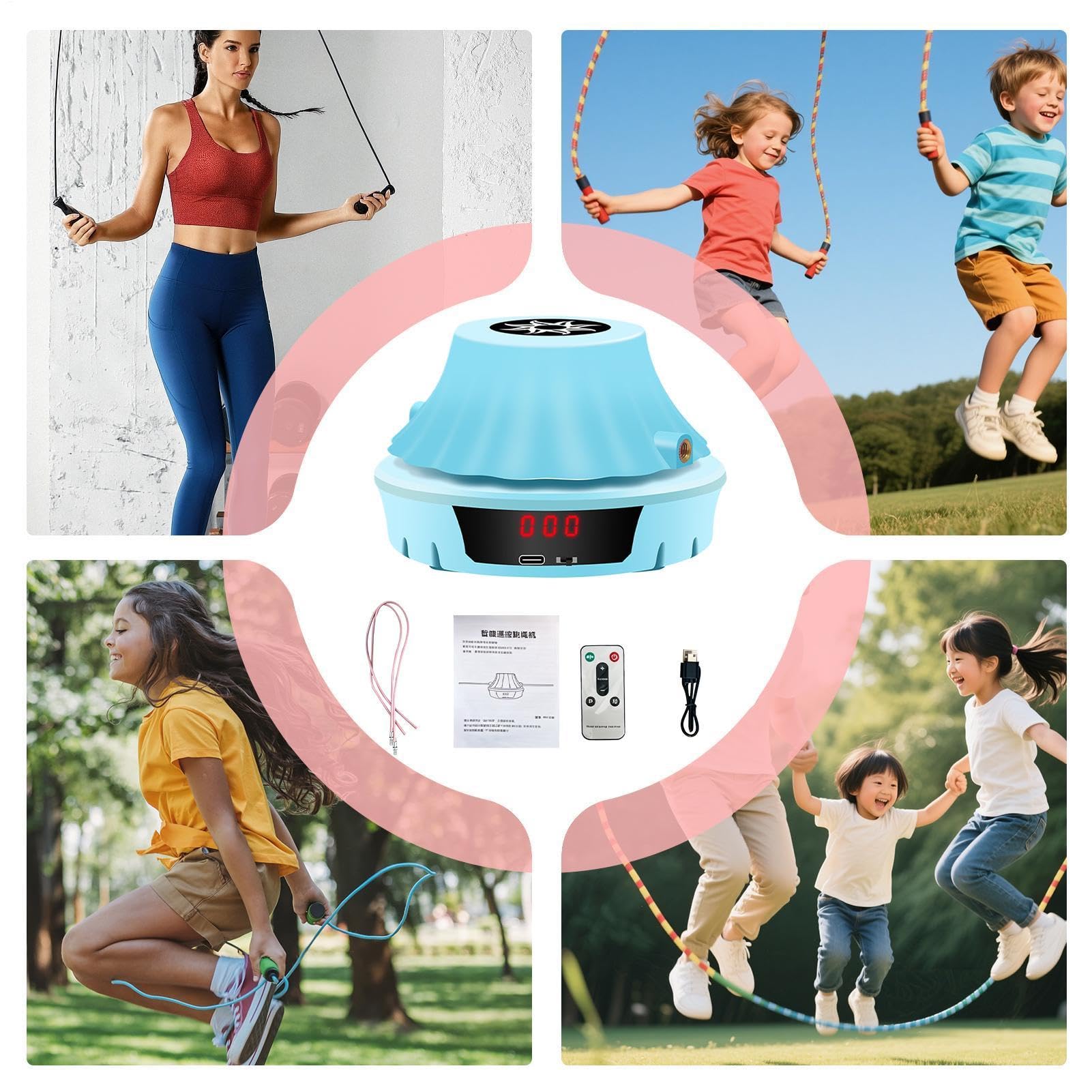 Machine à sauter automatique | Compteur LCD de 10 vitesses | Télécommande avec saut automatique | Pour entraînement quotidien, fitness à la maison, bureau, salle de gym