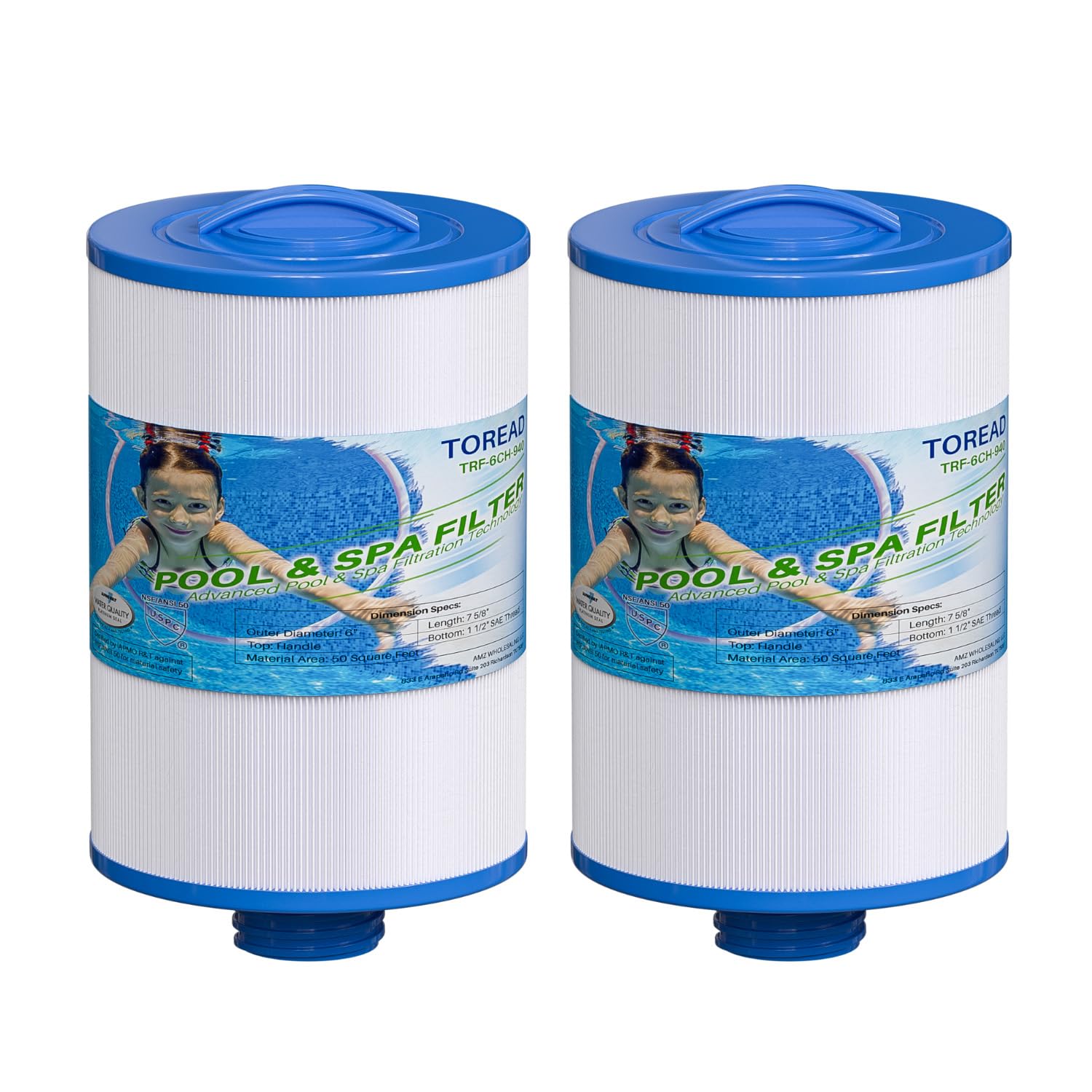 TOREAD Filtro de Repuesto para SPA Unicel 6CH-940, PWW50P3 (no PWW50P4), Filbur FC-0359, 817-0050, 25252, 03FIL1400, Filtro de Rosca SAE de 1 1/2 Pulgadas, Paquete de 2