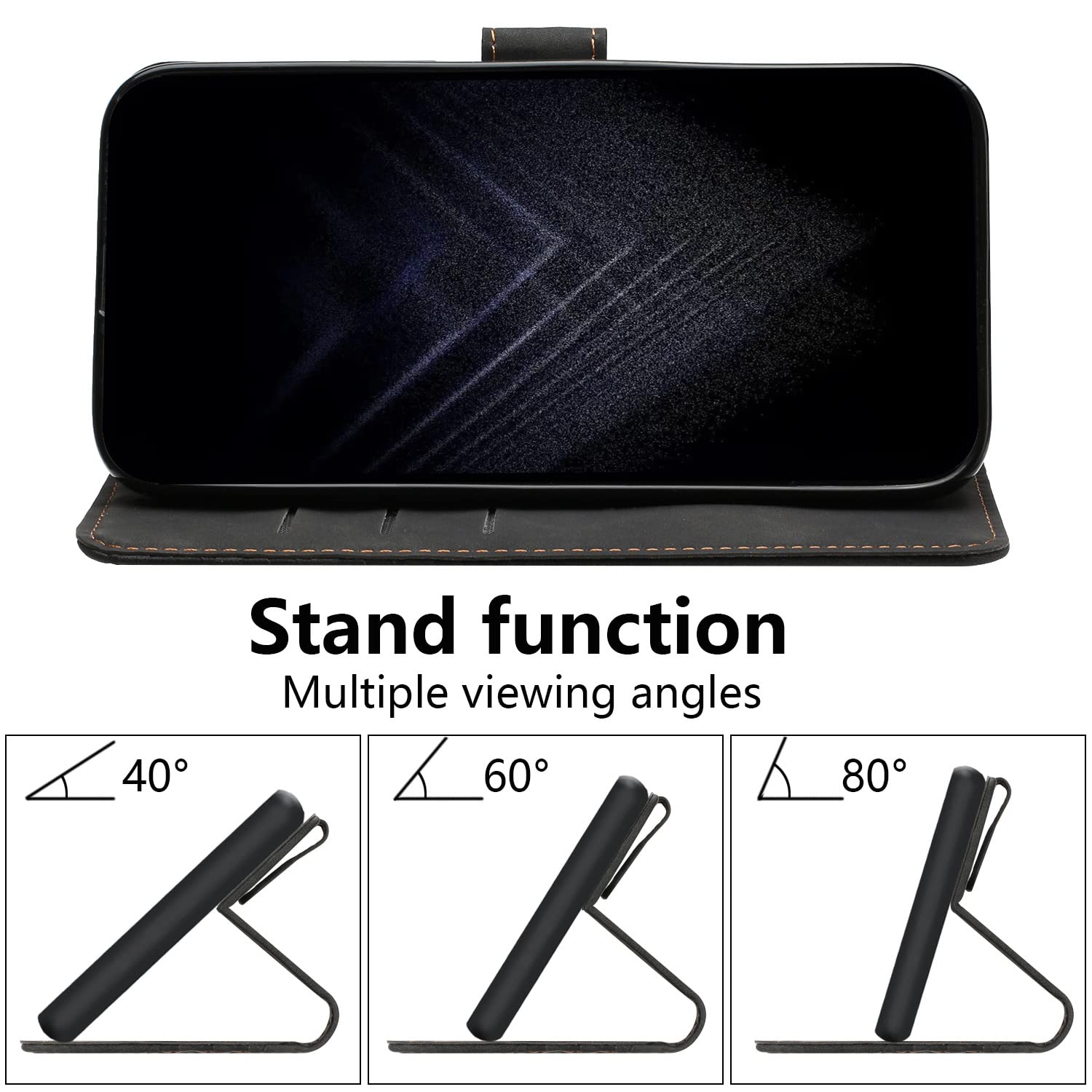 Funda para Xiaomi Mi Note 10/Mi Note 10 Pro/Xiaomi Mi CC9 Pro, PU Cuero Flip Carcasa Fundas Móvil de Tapa Libro Caso Piel PU Billetera Tarjetero Case Telefono Cubrir Móvil Phone Cover (Negro) - 4