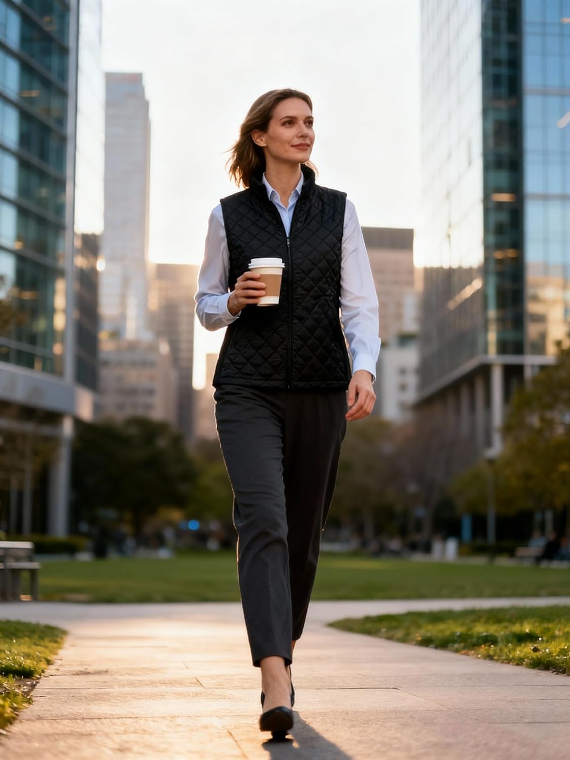 Bienzoe Women Quilted Casual Vest: Lightweight Packable Sleeveless Jacket - Image 5