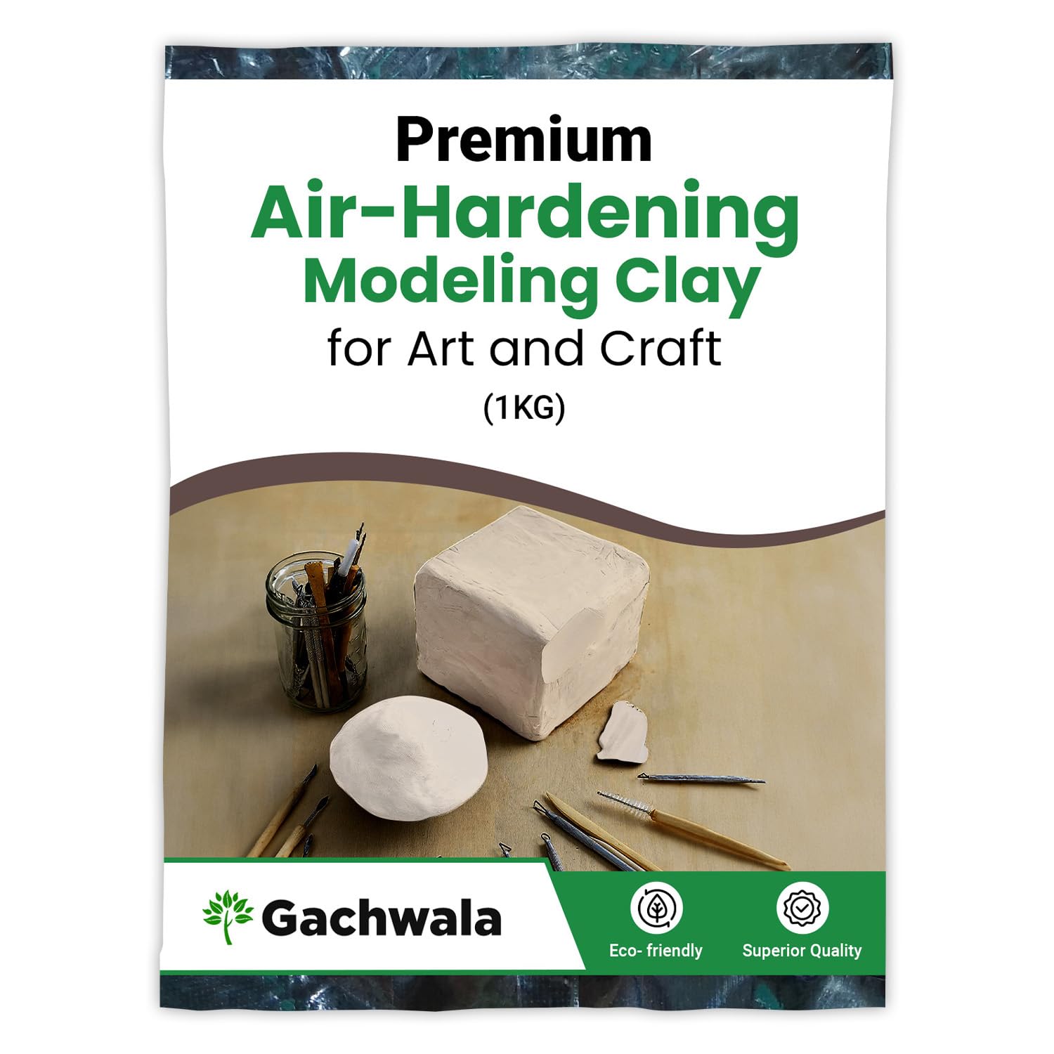 Gachwala Premium White Air-Dry Clay - 1kg - Ideal for Lippan Art, Sculpting, Art & Craft, Non-Toxic Modeling Clay for Artists, Students, and Kids | Perfect for Molding, Moulding, Handicraft Projects