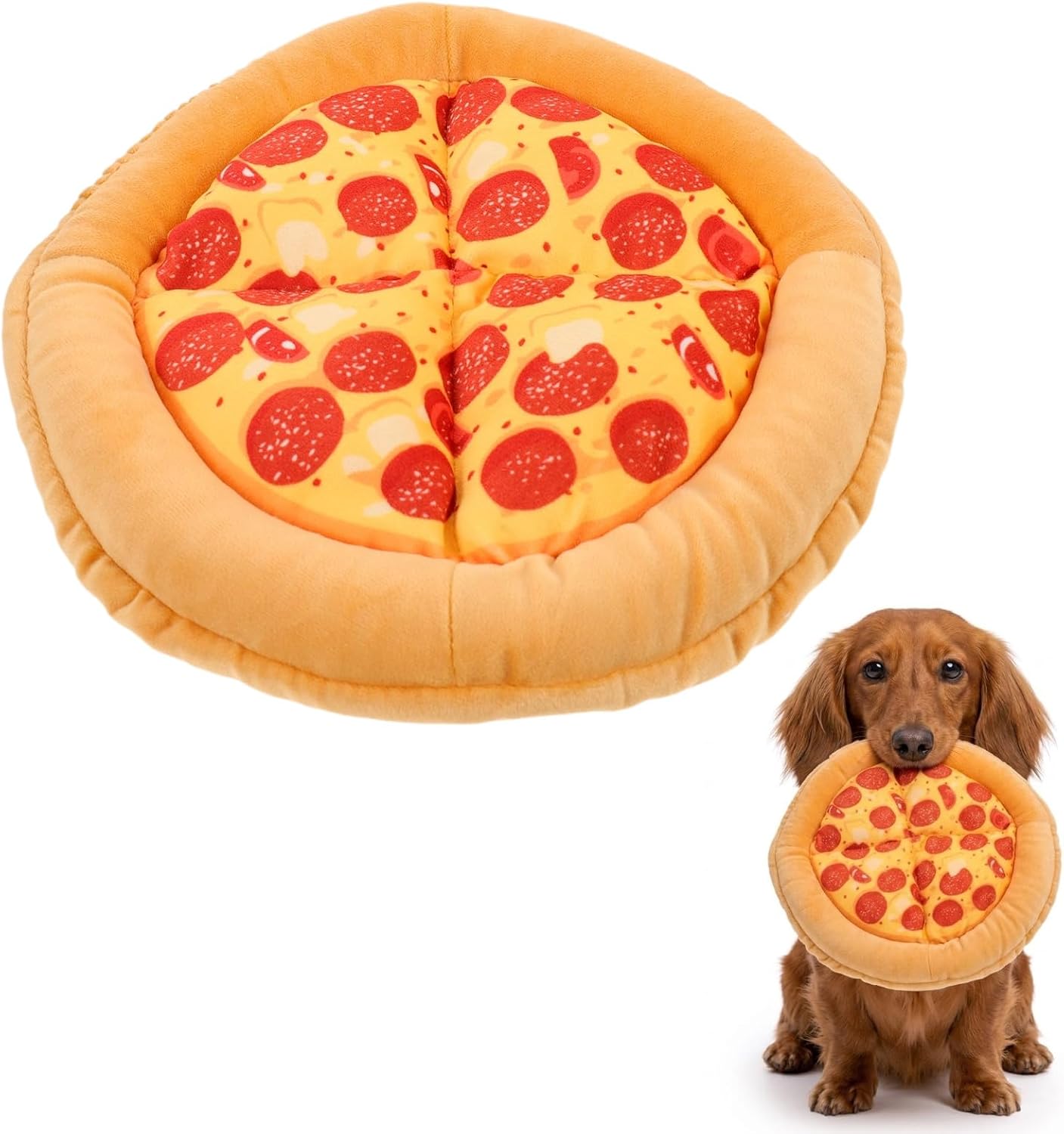 Milisten Pizza Dog Toy, Squeaky Plush Dog Toy with Light Filling | Pizza Design Dog Treat Toy for Small Medium Large Dogs Interactive Fun Teasing Chewing and Cleaning Teeth