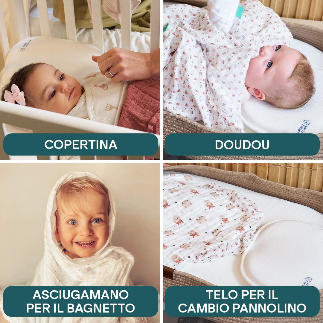 Koala Babycare - Mussole Neonato Cotone 100% - 3 Pz 80x80cm - Ideale come Regalo Neonati - Rosso Terra