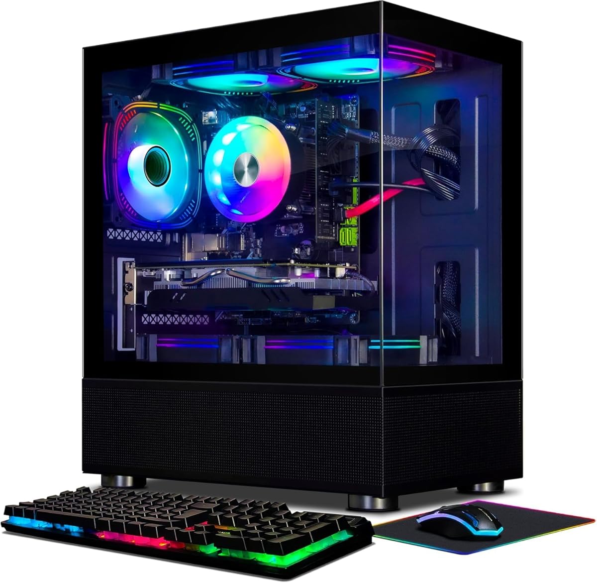 STGAubron Gaming PC Computer Desktop, Intel 10th Gen G5905 3.5G, Radeon RX 580 16G, 16G DDR4, 512G SSD, WiFi, BT 5.0, RGB Fan x5, Windows 11 Home : Electronics
