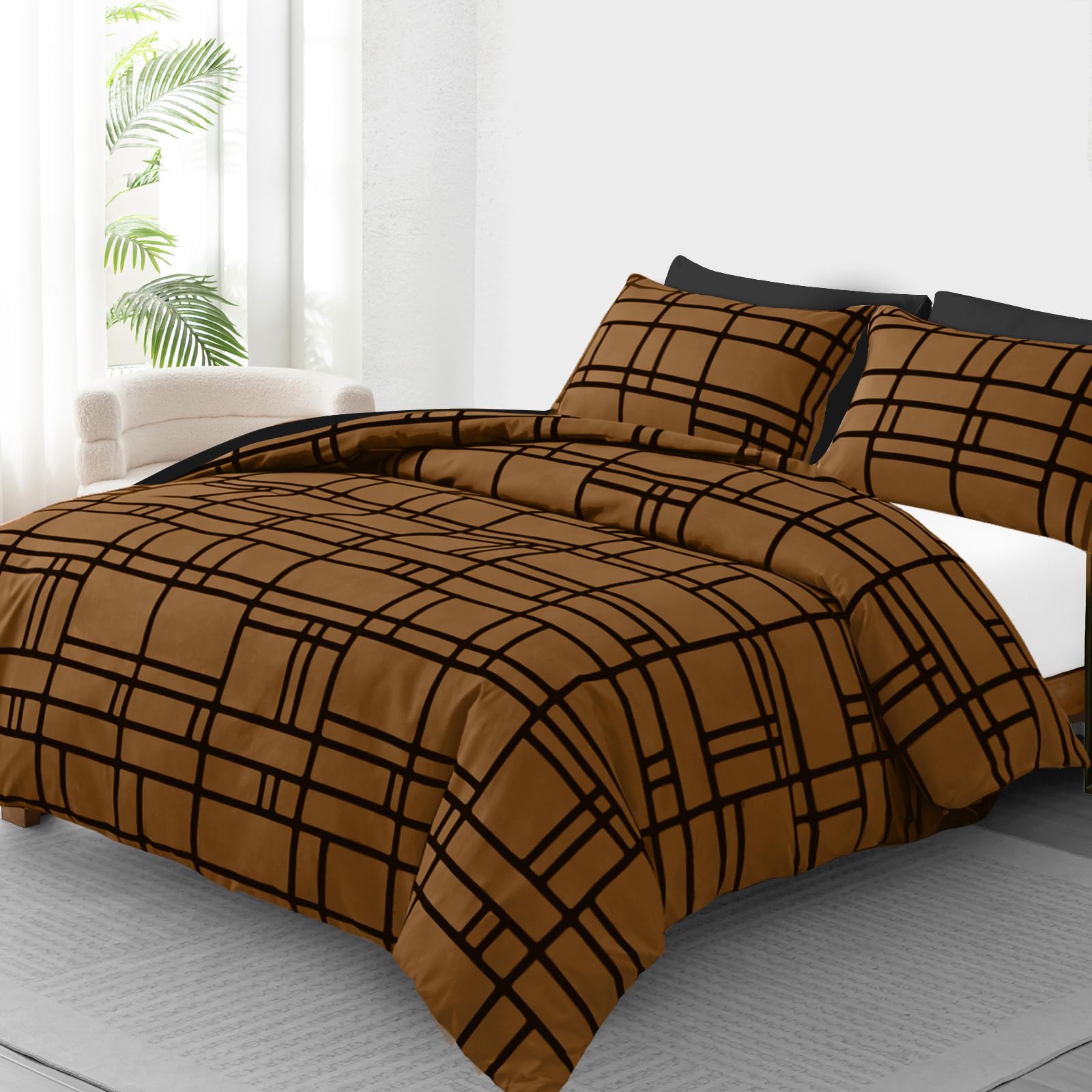 Pamposh King Size Duvet Cover Sets - Premium Brushed Microfiber Reversible Kingsize Duvet Cover Sets - Hypoallergenic Bedding Sets 3 Pcs - Ultrasoft Quilt Cover Set with Zipper Closure