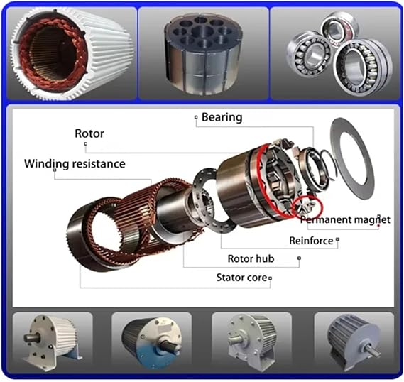 Low Speed 50KW 40KW Permanent Magnet Generator AC 3 Phase Wind Turbine 230V 380V Motors tor for Home Use for Home, Farm, RVs, Boats(120V_40KW)