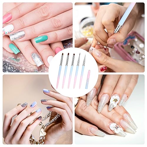 Miniatura 5 de Juego de 5 pinceles de limpieza de esmalte de uñas, cepillo removedor de esmalte de uñas con cepillo delineador de uñas, cepillo profesional para