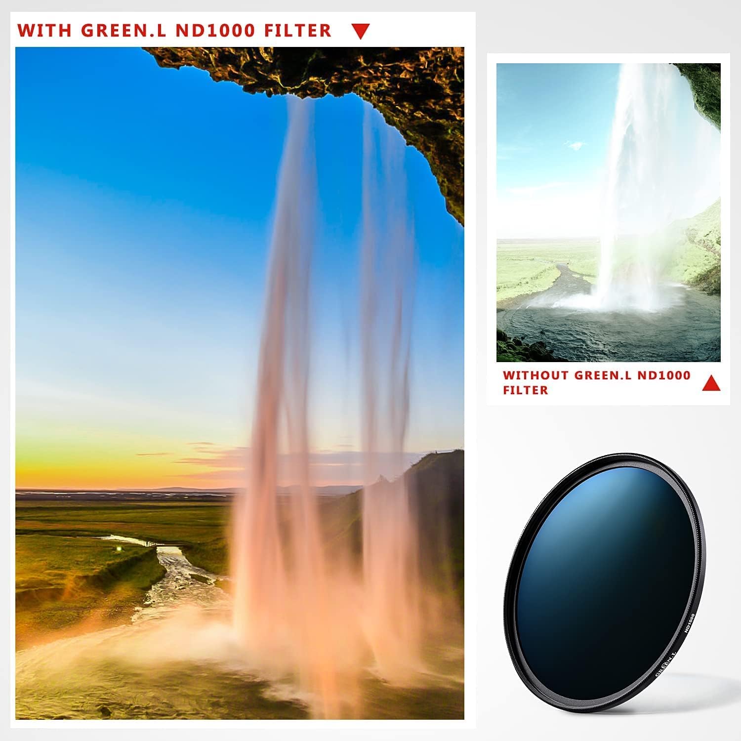 GREEN.L 86mm ND1000 Filter, Slim 10-Stop Fixed Neutral Density 86mm ND Filter for Long Exposure Photography