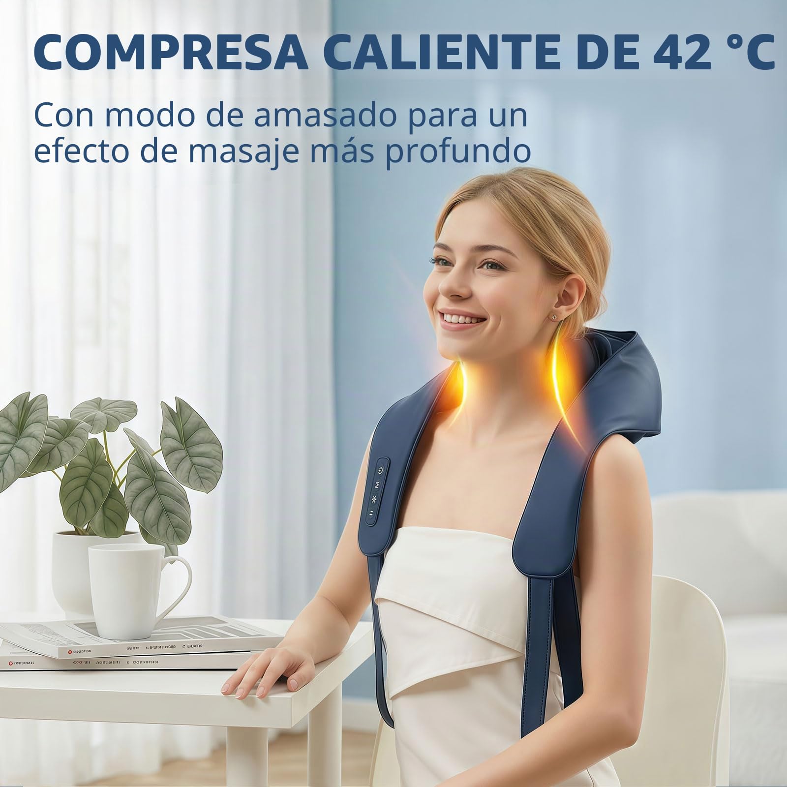 Healthrelif Shiatsu Masajeador cervical - Masajeador para Cuello, Hombros, Espalda y Piernas,con función de calor,Masajeador Portátil para Casa, Oficina o Viaje (Azul Oscuro)