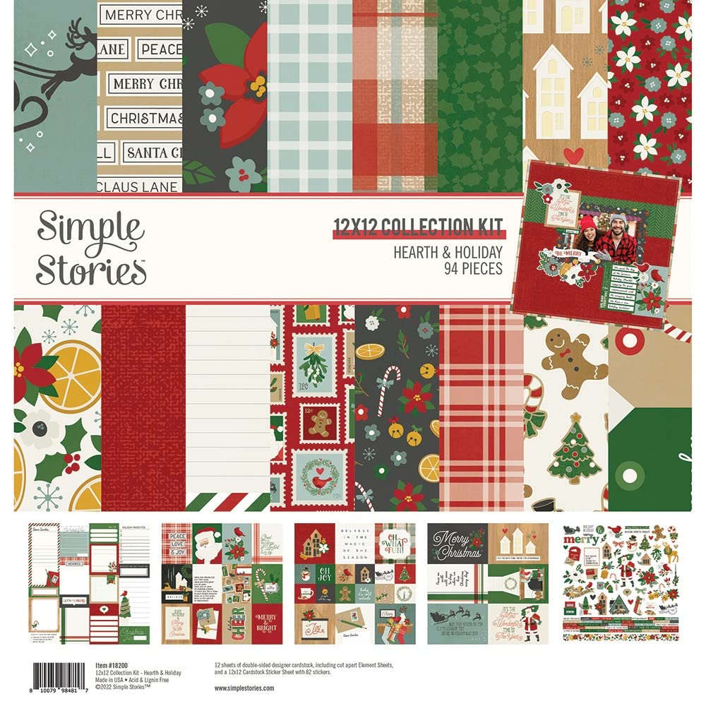 Simple Stories Hearth & Holiday kit papier scrapbooking 30x30 thématique Noël et fêtes