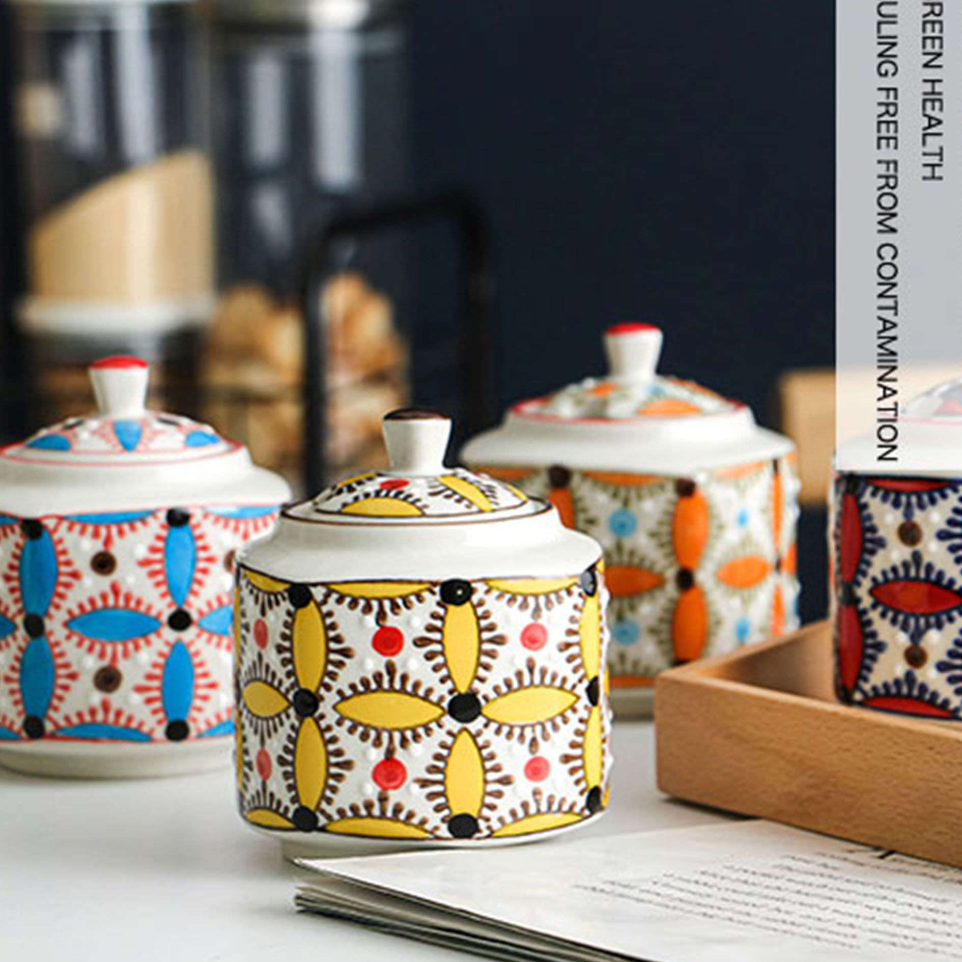 Cukiernica, pojemniki na przyprawy, ceramiczna mlecznik i zestawy do cukru, śmietanka i cukiernica, dzbanek na śmietankę, dzbanek na cukier, zestaw do serwowania kawy-żółty-zestaw do podwieczorku (Co