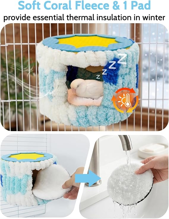 Bird Nest for Cage with Support Frame & Pad, Foot-Friendly Felt