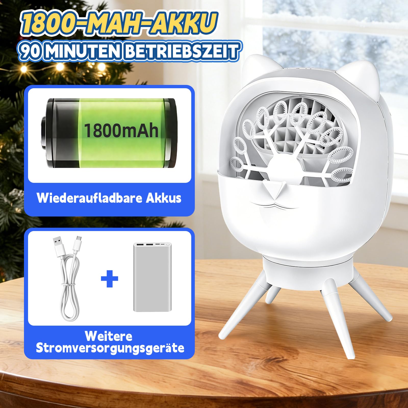 Automatische Seifenblasenmaschine, Kinder Bubble Machine 38000 Blasen/Min mit 1800mAh Akku, Seifenblasenmaschine Geeignet für Hochzeit/Geburtstag/Bühne/Party