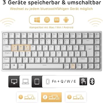 RK ROYAL KLUDGE RK84DE Wired Mechanical Keyboard 75% RGB Hot Swappable
