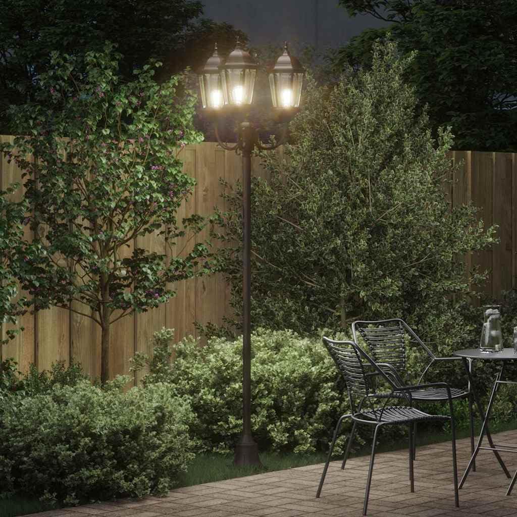 Vintage Gartenlicht aus Aluminium und Glas für Außenbereich, 57 x 49 x 241 cm, robuste Wegeleuchte mit smarter Beleuchtung für Wege und Einfahrten, wetterfestes Design
