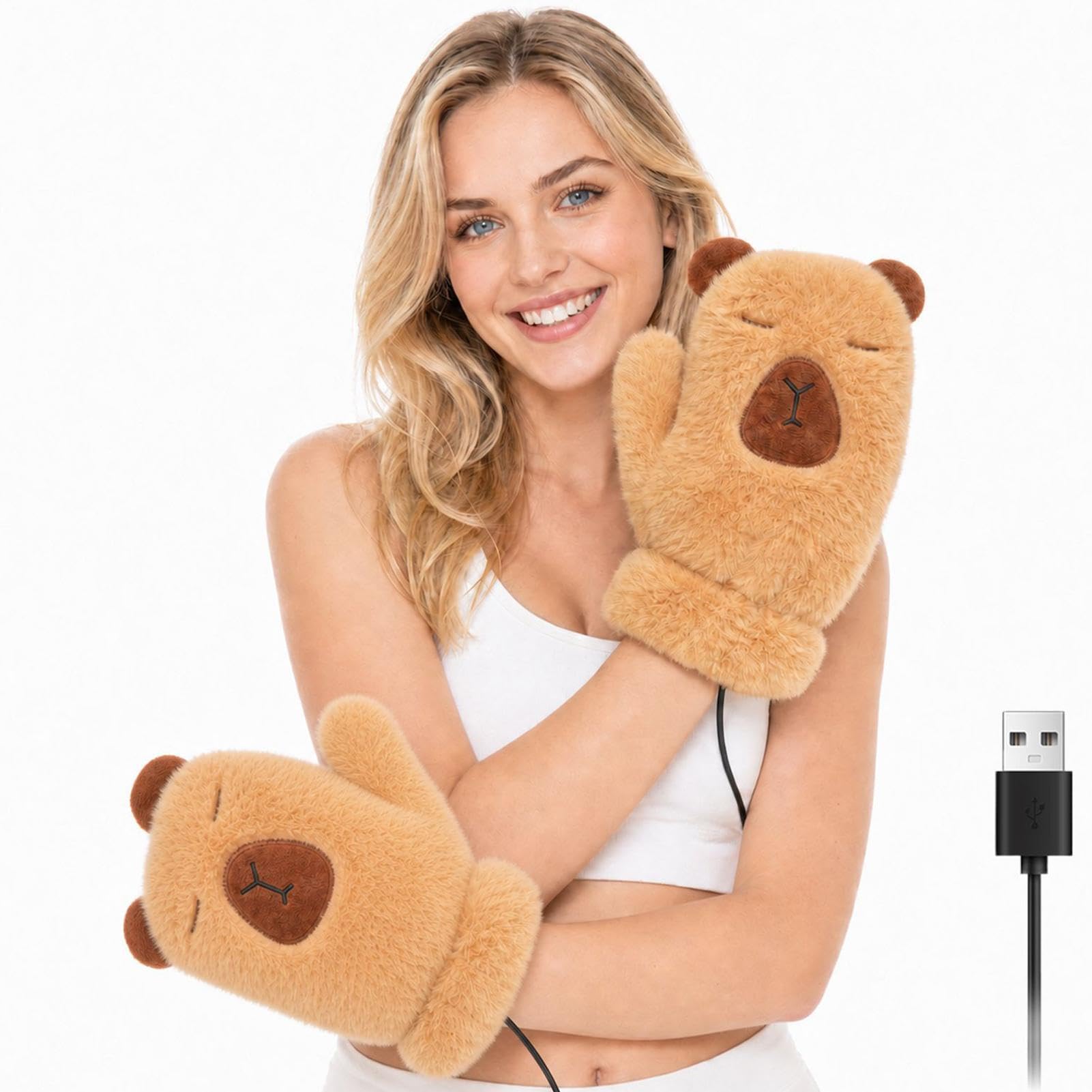 Muffole Calde Muffole Animali Riscaldanti USB Lavabili | Guanti Riscaldanti e Antivento per la pesca sul ghiaccio guida moto snowboard sci outdoor ufficio e inverno