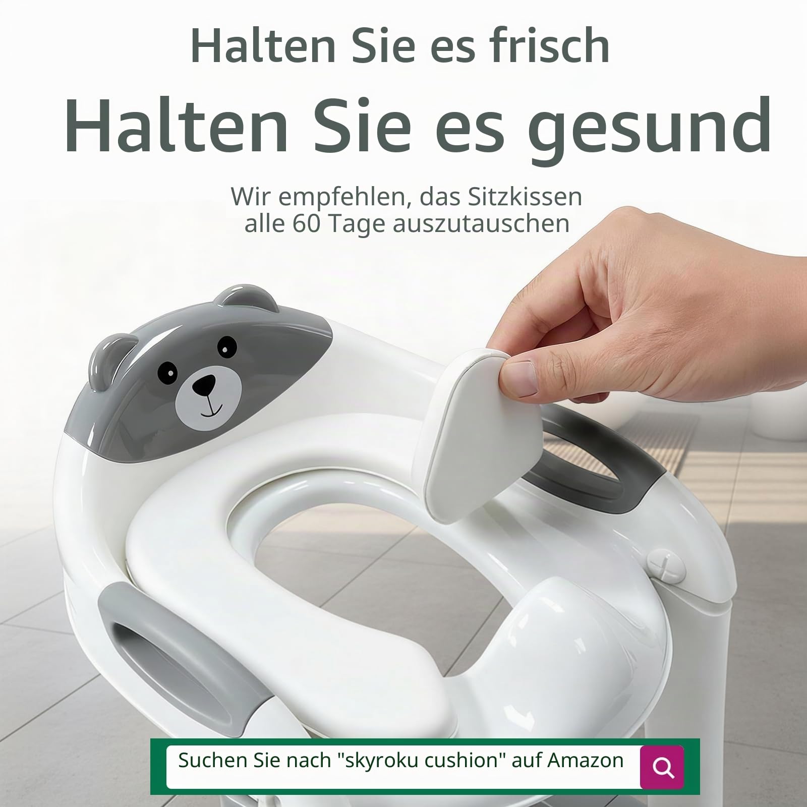 SKYROKU Toilettensitz 2 in 1 Toiletten Aufsatz für Kinder 2-7 Jahre Upgraded Stabil bis 90kg PP(BPA-frei) Wc Sitz mit Treppe Brille Toilettenleiter Rutschfestes Familie Kita (Grau-8898)