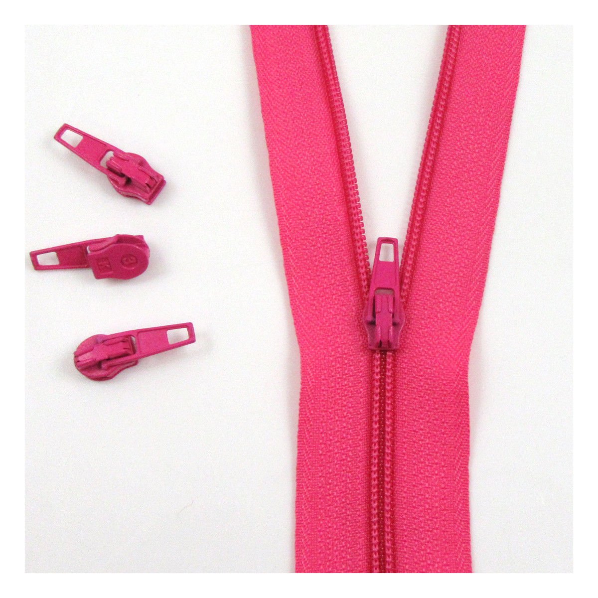 Beads4crafts Pink H144 25 Metres + 50 Sliders No.3 Continuous Zip With Auto Lock Slider 25 Colours Zippers Cushions Upholstery (Pink H144)