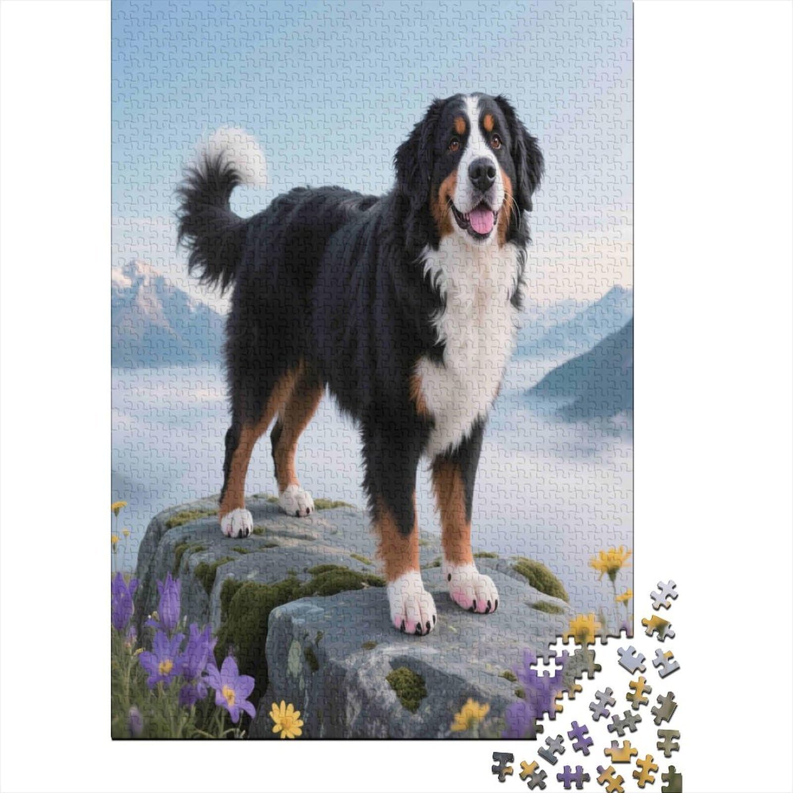 3D Printed Bernese Mountain Dog Fitted Sheet Microfiber Soft Breathable Alpine Meadow Bed Sheet Bedroom Decor 90x200x25cm