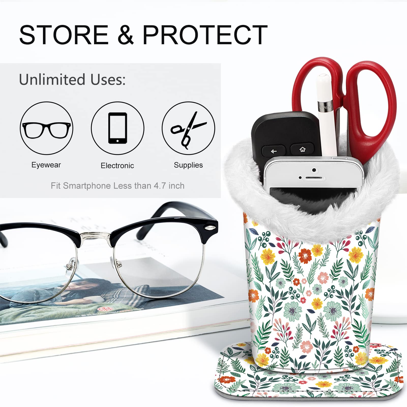 FINTIE Plush Lined Eyeglasses Holder, Glasses Stand Case, Anti-scratch Glasses Storage Organizer for Desk, Nightstand, Office