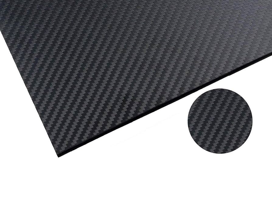 Feuille De Fibre De Carbone 3K Tissé Uni - 200x250mm - Épaisseur 6mm - Surface Mate - Pour DIY Et Modélisme