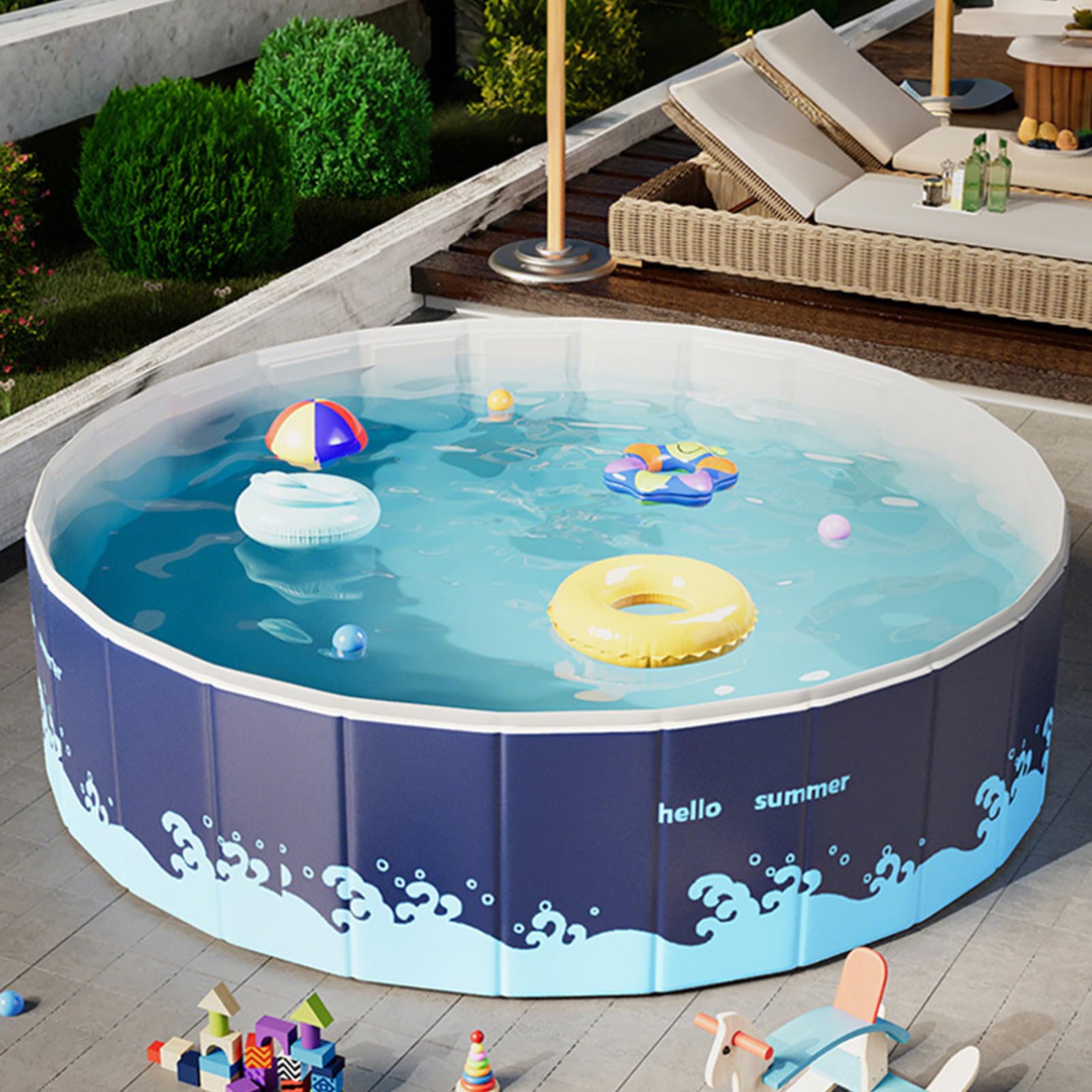 Piscina Per Bambini,Vasca Da Bagno Pieghevole Esterna | Capacità Gonfiabile per Attività Acquatiche Giardino Cortile Interno