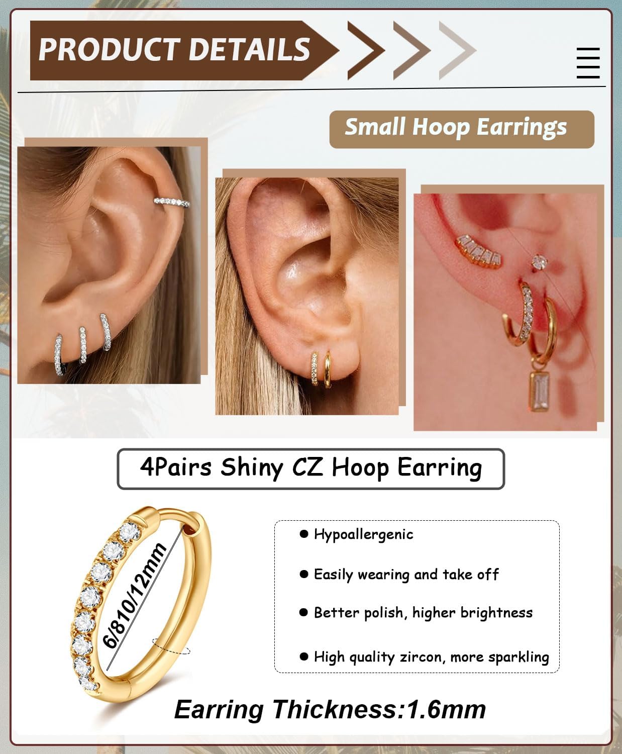 Small Hoop Earrings for Women Men,316L Surgical Steel Hinge Huggie Hoop Earrings fit Cartilage Helix Tragus Sung Conch 1st Lobe Hole Earlobe Lightweight Hypoallergenic Earrings - Image 2