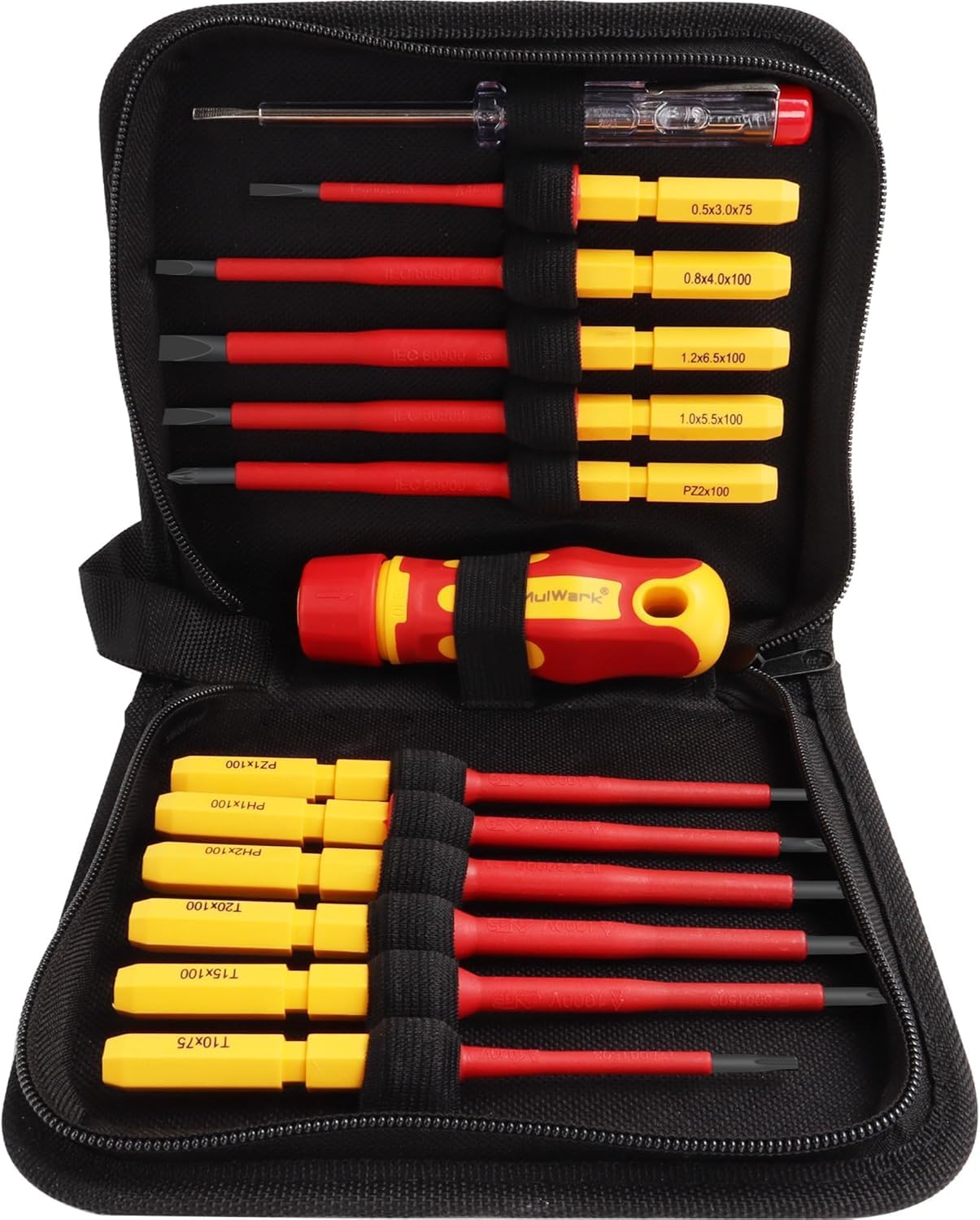 Mulwark 13-Piece Premium CR-V Insulated Screwdriver Set 1000V – Phillips, Slotted, Pozidriv & Torx Screwdrivers for Professional Use – Christmas Gift