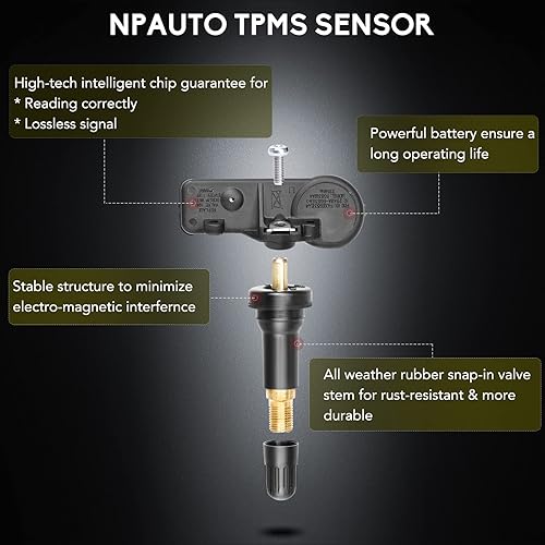 Miniatura 3 de NPAUTO TPMS Sensor de presión de neumáticos para Ford F150 06-08 Explorer Mustang Ranger Expedition Escape Focus Lincoln Mazda Mercury, paquete de 4